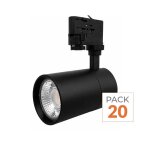 Silamp spot led sur rail 30w 80� compact triphas� noir (pack de 20) - blanc neutre 4000k - 5500k