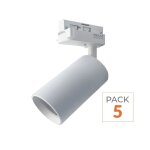 Silamp spot led sur rail 80� monophas� blanc pour ampoule gu10 - pack de 5