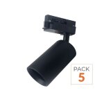 Silamp pack de 5 - spot led sur rail 80� monophas� noir pour ampoule gu10