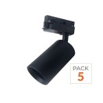 Silamp spot led sur rail 80� triphas� noir pour ampoule gu10 - pack de 5