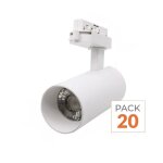 Silamp spot led sur rail triphas� cct 20w 60� blanc - 3000k / 4000k / 6500k (pack de 20)
