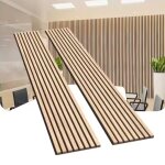 Silumen lot de 2 panneaux acoustiques muraux bois 240x60x2, 2cm - ch�ne blanc avec fond noir