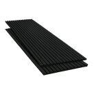 Silumen lot de 2 panneaux acoustiques muraux bois 240x60x2, 2cm - couleur noir avec fond noir