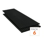 Silumen lot de 6 panneaux acoustiques muraux bois 240x60x2, 2cm - couleur noir avec fond noir