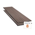Silumen lot de 8 panneaux acoustiques muraux - tasseaux finition noyer - fond noir - 240x60x2, 2cm