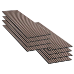 Silumen lot de 8 panneaux acoustiques muraux - tasseaux finition noyer - fond noir - 240x60x2, 2cm