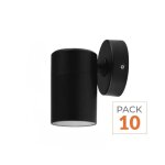 Silumen applique murale led noire ip65 gu10 - pack de 10