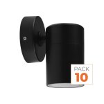 Silumen applique murale led noire ip65 gu10 - pack de 10
