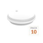 Silumen pack de 10 - hublot led ext�rieur rond 10w ip54 blanc avec d�tecteur de mouvement - blanc neutre ...
