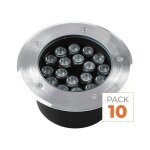 Silumen pack de 10 - spot ext�rieur encastrable 18w ip67 220v sol 30� �180 mm - blanc froid 6000k - 8000k ...