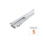 Silumen pack de 5 - profil� aluminium encastr� 1m pour ruban led double couvercle blanc opaque