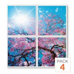 Silumen panneau led imprim� fleurs de cerisier 60x60 40w cct - pack de 4 - 3000k / 4000k / 6500k