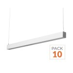 Silumen pack de 10 - r�glette suspendue led large 120cm 35w argent - blanc froid 6000k - 8000k