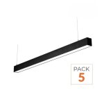 Silumen r�glette suspendue led large 120cm 35w noir (lot de 5) - blanc chaud 2300k - 3500k