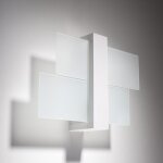 Sollux applique murale bois blanc rectangles de verre pour ampoule e27 Sollux applique murale bois blanc rectangles de verre pour ampoule e27