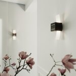 Sollux applique murale carr� noir avec plaque en verre pour ampoule g9