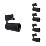 Silamp spot led sur rail 80 triphas noir pour ampoule gu10 (pack de 5)