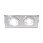 Struhm support double encastrable verre et chrome pour ampoule led gu10 + douille