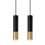 Sollux suspension 2 lampes noir or pour ampoules gu10