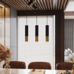 Sollux suspension 3 lampes noir or pour ampoules gu10
