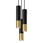 Sollux suspension design 3 lampes noir or lgant pour ampoules gu10