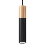Sollux suspension lampe bois noir pour ampoule gu10