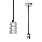Silamp suspension luminaire ampoule e27 argent chrom cylindrique
