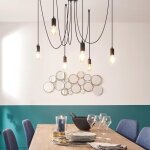 Jja suspension m�tal filaire noir pour 6 ampoules e27