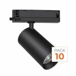 Tsong pack de 10 - spot led sur rail cob triphas� 30w 36� noir - garantie 5 ans - blanc chaud 2300k - ...