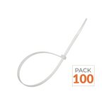 Vtac pack de 100 - serre - c�bles 100 x 3, 5mm blanc