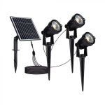 Vtac spots  piquer led solaires noirs 1, 2w ip65 (lot de 3) - blanc chaud 2300k - 3500k