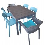 Ensemble d'ext�rieur bleu et gris, chaises, fauteuils table
