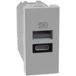 Chargeur usb bticino matixgo 15w avec 1 port type a et type c gris jg4191ac