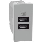 Chargeur usb bticino matixgo 15w avec 2 ports type c gris jg4191cc