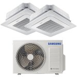 Climatiseur  cassette double split samsung mini windfree 9000 + 9000btu 2. 6 + 2. 6kw 60x60 4 voies