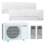 Climatiseur double split mitsubishi smart 9000 + 9000btu 2. 5 + 2. 5kw r32 a + + / a +