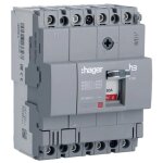 Interrupteur dclencheur thermomagntique hager x160 4p 18ka 80a hda081l