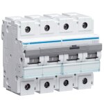 Interrupteur mangnetotermique hager 4p 100a 10ka c 6 modules hmf490