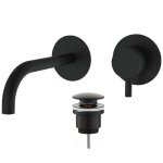 Mitigeur de lavabo mural teorema jabil 25 2 pices avec vacuation noir 73318ebb - 001