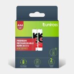 2 piles rechargeables aaa / hr03 600mah uniross premium accu