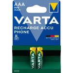 2 piles rechargeables aaa / hr03 800mah varta accu phone