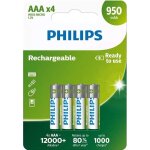 4 piles rechargeables aaa / hr03 950mah philips