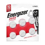 6 piles cr2032 energizer bouton lithium 3v