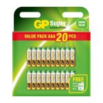 Gp batteries déstockage ! 20 piles alcalines aaa / lr03 gp super Gp batteries déstockage ! 20 piles alcalines aaa / lr03 gp super