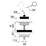 Bonde lavabo / bidet avec chanette et bouchon d38 - valentin - 00 604200 000 00