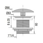 Bonde de lavabo champignon laiton chrome h60 33x42 - valentin - 00 122500 000 00
