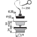 Bonde de lavabo laiton avec bouchon noir d40 chrom - valentin - 00 115300 000 00