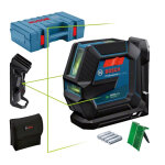 Laser vert 2 lignes 4x1, 5v gll 2 - 15 g + support lb + pince dk 10 c en coffret standard bosch 0601063w02 ...