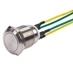 Bouton poussoir inox 19mm no / nc 4 fils souds - sewosy - pb19no + nc 4fs
