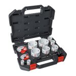 Coffret de 9 tr�pans et accessoire bi - m�tal pour �lectricien de 22 � 86 mm kopram 42900
